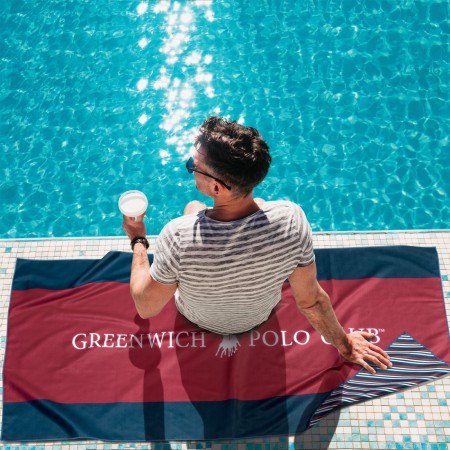  Πετσέτα Θαλάσσης Greenwich Polo Club 80x170 3874 Κόκκινο- Λευκό- Μπλε