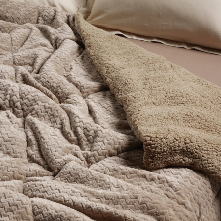 Κουβερτοπάπλωμα Υπέρδιπλο με Γούνα Sherpa Das Home 1367 Taupe 220x240