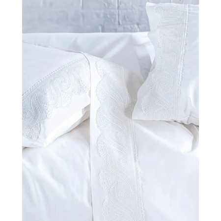 Σετ Σεντόνια Υπέρδιπλα 4 Τεμαχίων Rythmos Hypatia Λευκο Λευκο 230x260